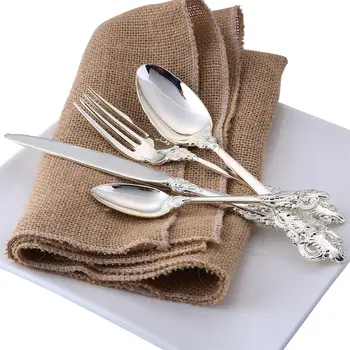 

Luxury Silver Cutlery Set Wedding Silverware Dinner Fork Knife Spoon Western Royal Tableware Cutlery Christmas Gift Bar 24Pcs