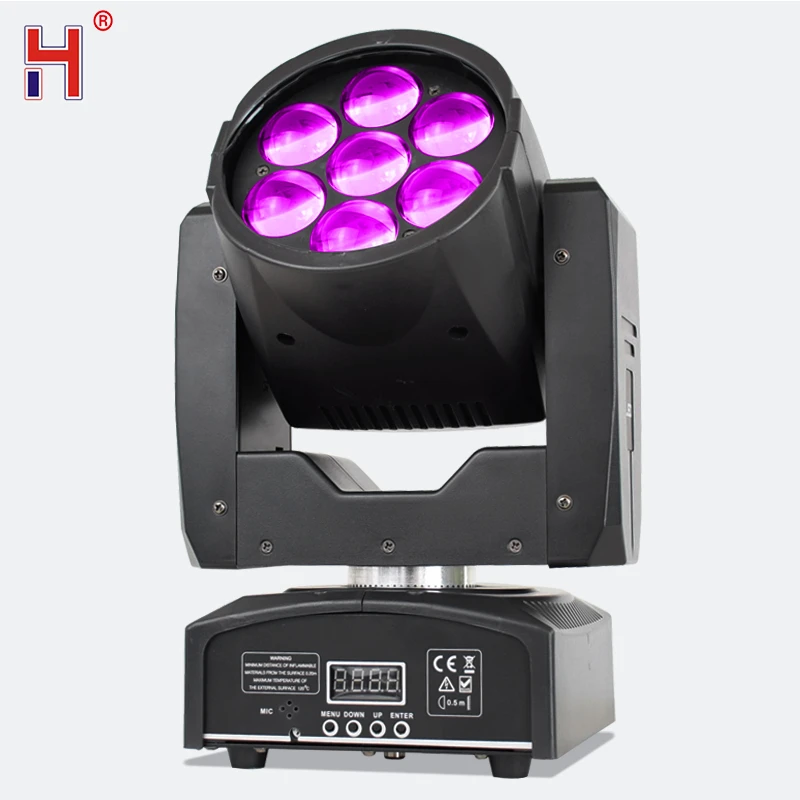 Moving Head Mini Spot LED Zoom Lyre Wash RGBW 7x12W Disco Light Music Party For DJ
