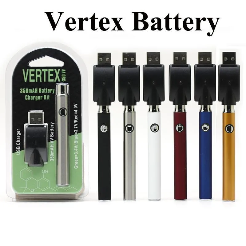 

Vertex Vape Battery USB Charger Kit 350mAh 510 Thread Preheat Vaporizer Battery E Cigarettes Vape Pen VV Batteries for Cartridge