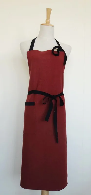 New Products Cotton Linen Simple Plain Color Thick Apron