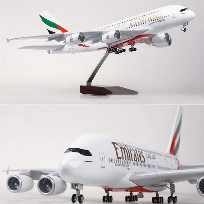 Литья под давлением 45 5 см 1/160 масштабная модель самолета Аэробус A380 Эмирейтс с