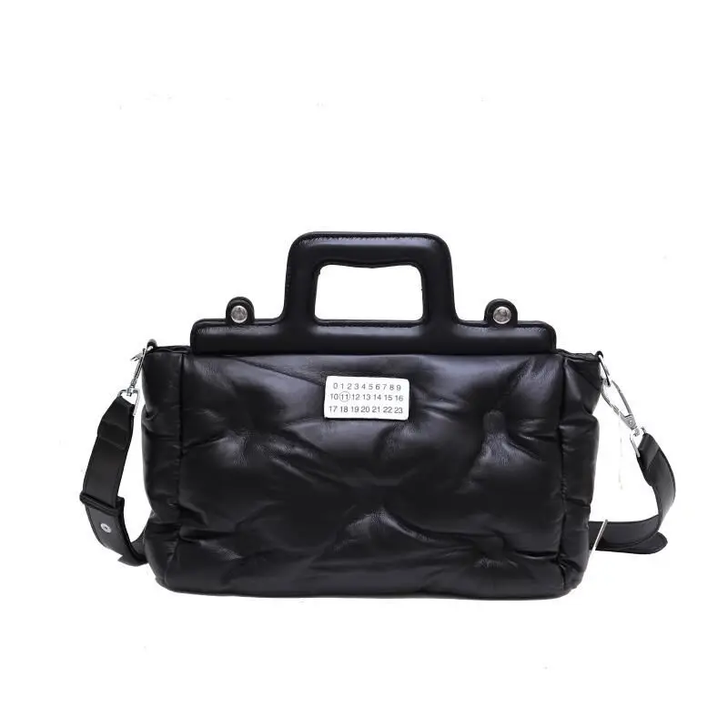 

New Space Cotton Down Handbag Korean Fashion Magnetic Buckle Solid Color Down Messenger Women Shoulder Bag