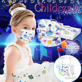 

Children's mask Disposable Face Mask 3Ply Ear Loop 10PC Dustproof Facemask Reusable Scarf Flag Bandana drop-shipping#3