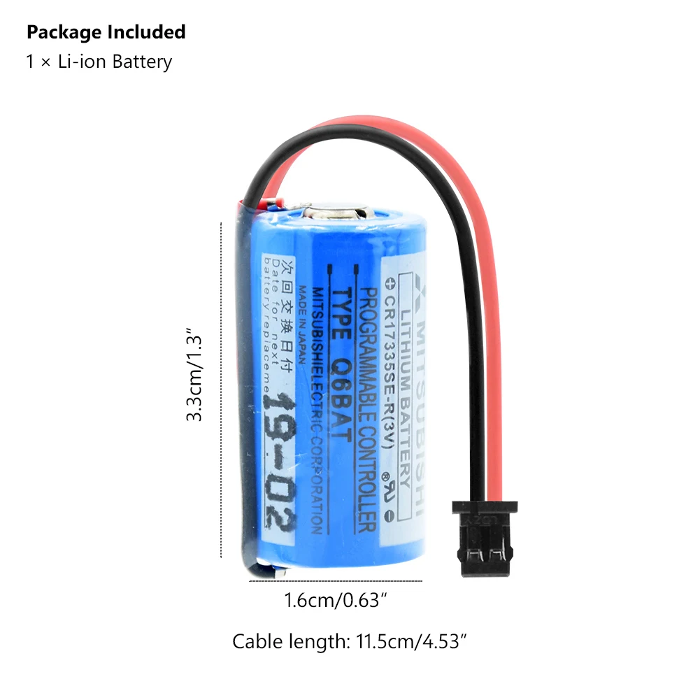 Q6BAT 3V 1800mAh CR17335 ER2/3A PLC литиевые батареи с вилкой для Mitsubishi CR17335SE-R Промышленные батареи длительного действия