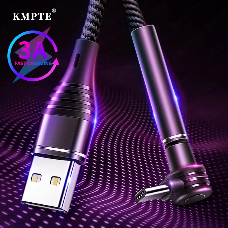 Кабель USB Type C 90 градусов для Samsung S9 S10 S20 Xiaomi Huawei P30 Pro шнур быстрой зарядки USBC