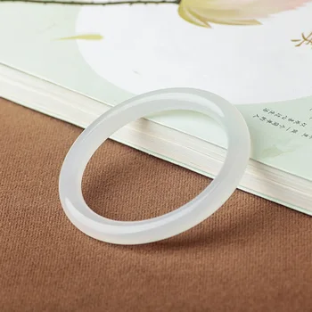 

Zheru Jewelry Natural Hetian Jade 54-64mm White Round Bar Bracelet Elegant Princess Jewelry Best Gift