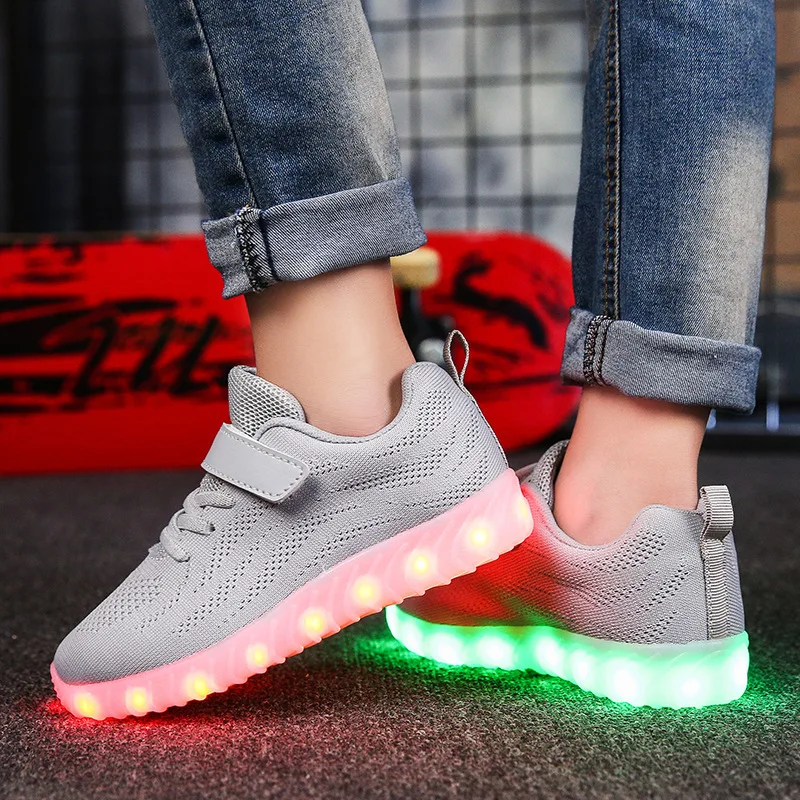 Uncle Jerry Child Summer Shoes light up shoes for Boys and Girls LED Sneakers USB Rechargeable Breathable Children Casual Shoes children's shoes for sale