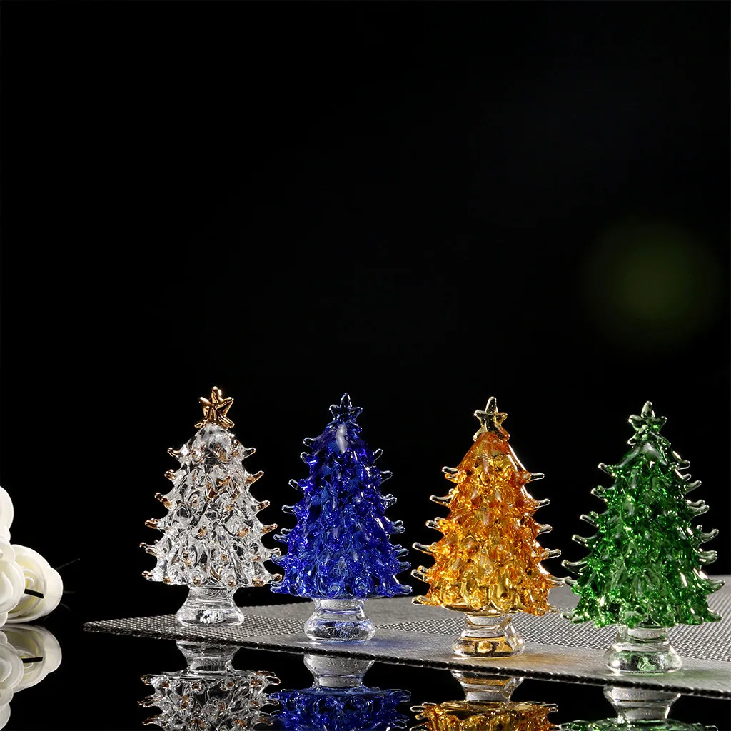 Хрустальное стекло Рождественская елка, праздничные украшения для дома, вечерние украшения, рождественский подарок, настольный мини-домик для дерева, украшение для дома