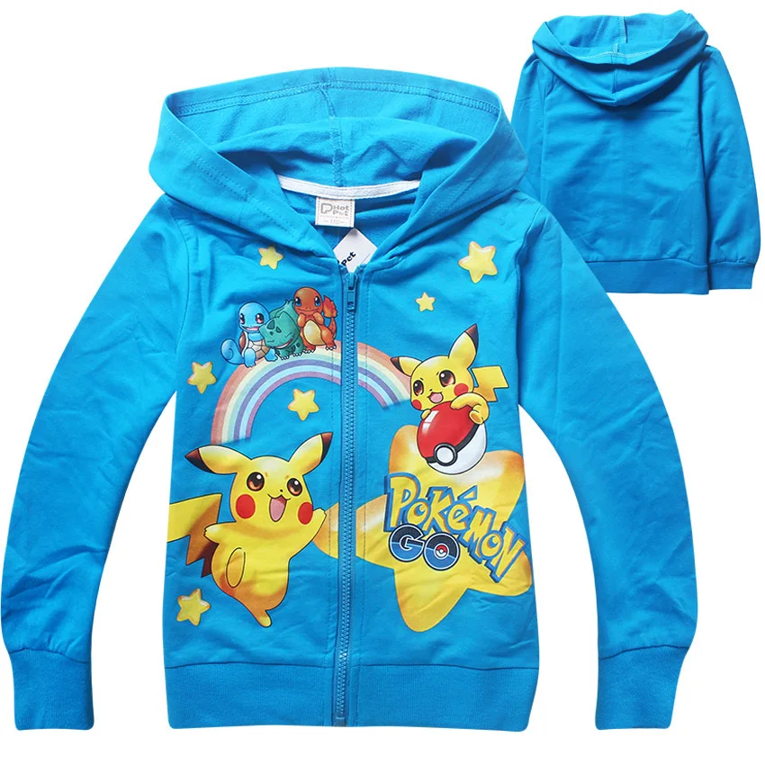 Детские толстовки с капюшоном; свитер для мальчиков; Верхняя одежда с капюшоном для мальчиков «pokemon go»; Длинные костюмы с Пикачу; рубашки; детские толстовки