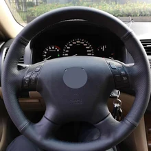 Free Shipping High Quality cowhide Top Layer Leather handmade Sewing Steering wheel covers protect For Honda Honda Accord 7