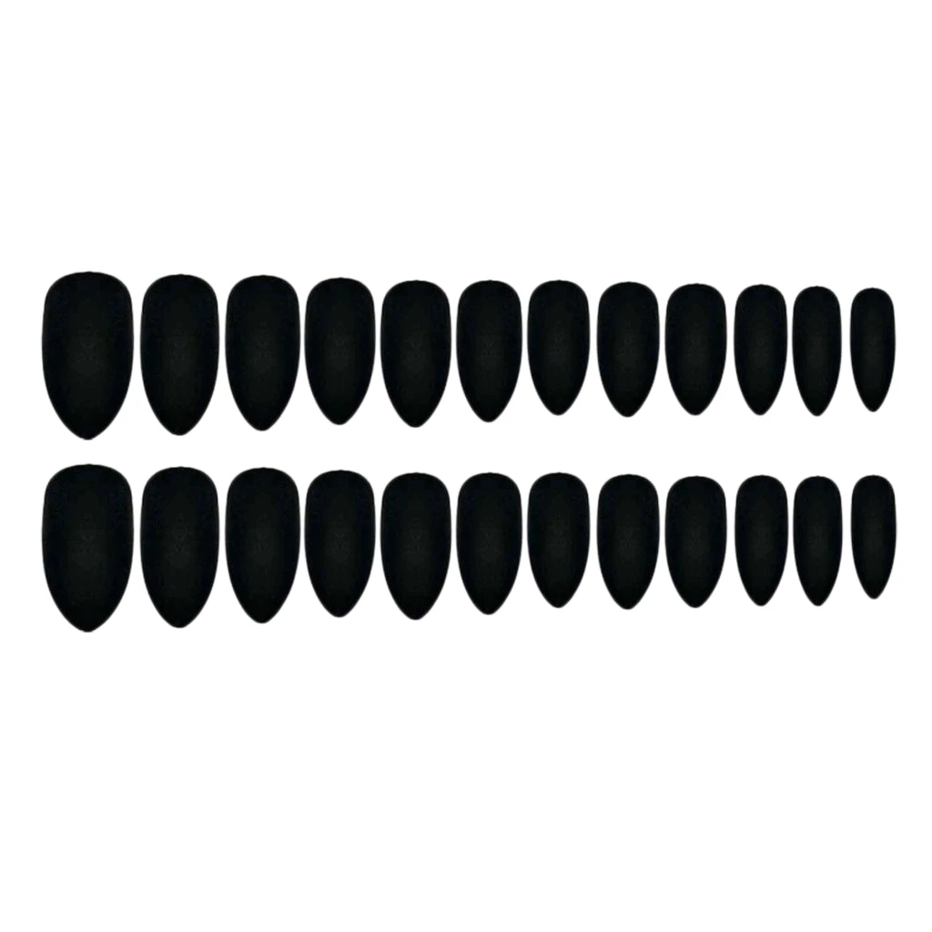 24Pcs Black False Nail Tips Fake Nail Tips Stiletto Nails Matte with Glossy Finish for DIY Nails Art at Home Salon