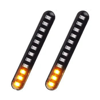 

Car Motorcycle Flowing Water Tail Brake Lights 12 Led Turn Signals Strip 3528Smd License Plate Light Blinker Stop Flicker
