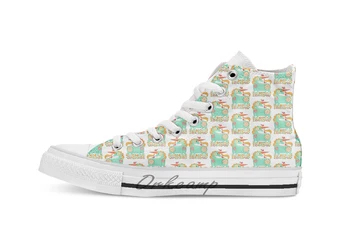 

Happy Unicorn in Turquoise by Robin Pickens breathable Casual High Top lace-up Canvas shoes sneakers Drop shipping