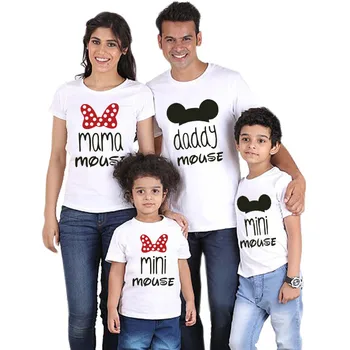 

Matching Family Outfits Shirt Short Sleeve Cartoon Tops Father Son Baby Mother and Daughter Matching Clothes Family Look Tshirt
