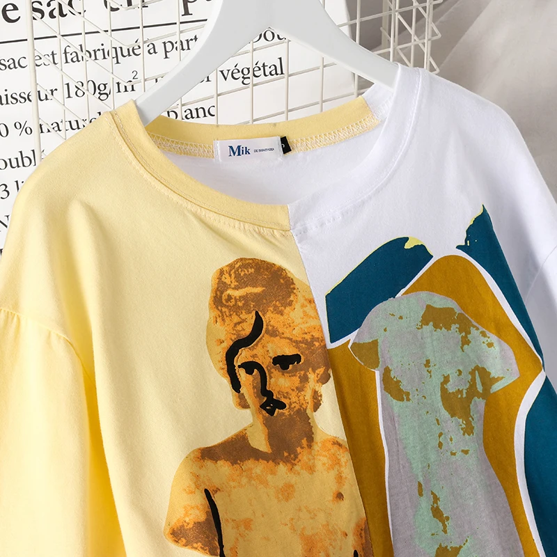 Korobov/летние модные женские костюмы Харадзюку С рисунком, футболка с короткими рукавами и юбка трапециевидной формы в горошек длиной до колена 78767