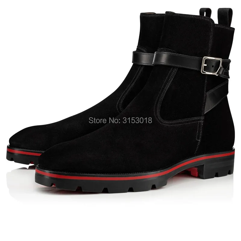 

Qianruiti autumn winter Suede Men Boots Fashion Design Low-heeled Ankle Style Man Boots with platform hot sale 2019