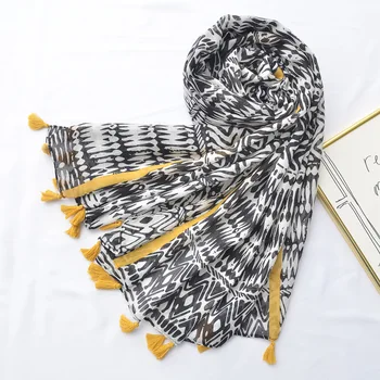 

Shoulder girl summer outing geometric beach towel thin cotton linean scarf long silk scarf