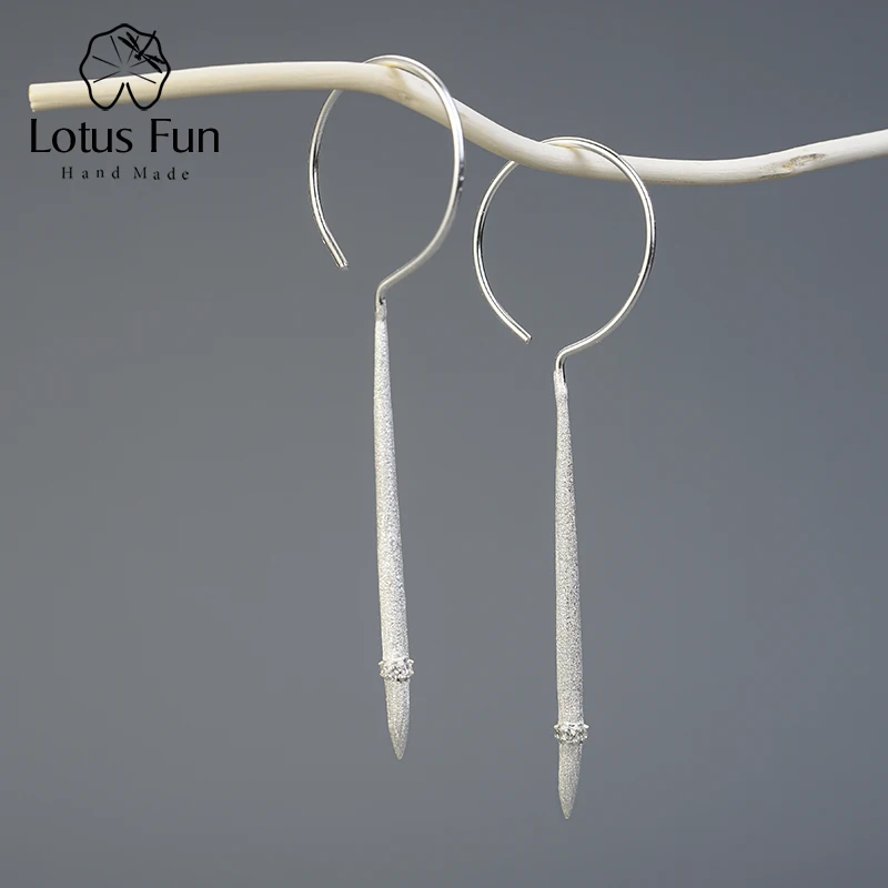 Lotus Fun реальные 925 пробы серебро ручной работы Fine Jewelry минималистский Стиль серьги иглы Форма для Для