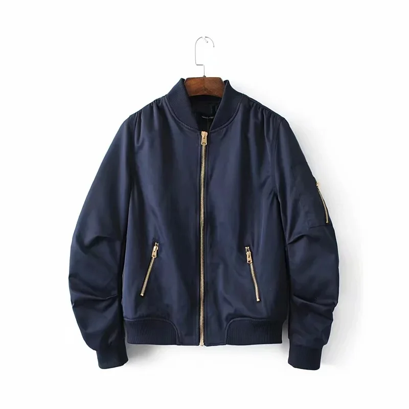 

Women's Clothing Hot Selling Jacket Women's BF Style Loose Fit Zip Short Bomber Jacket Women's