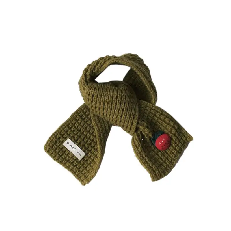 Olive Green Зимний шарф для девочек и мальчиков с рисунком кролика; детские вязаные шарфы; модный красивый детский шарф - Цвет: Olive Green