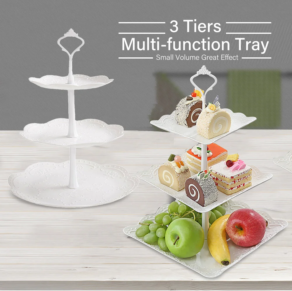 

Chrismas Gift New Gold 3 Tiers Cake Fruit Plate Stand Handle Fitting Hardware Rod Plate Stand Cake Decorating Tool Wedding Party