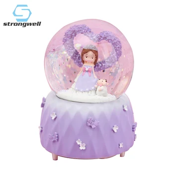 

Strongwell Romantic Love Purple Princess Snow Globe Crystal Ball Christmas Music Box Christmas Decoration for Home Birthday Gift