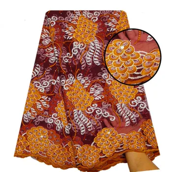 

African embroidered grape mesh lace fabric with stone 5yards high quality french nigerian net tulle lace fabric for sewing dress