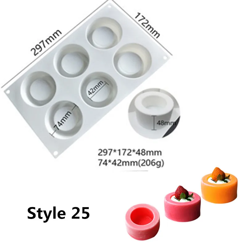 SHENHONG новая форма для выпечки для муссов и десертов силиконовая 3D форма Silikonowe Moule кондитерские изделия сковорода жаропрочная посуда для фондан - Color: Style 25