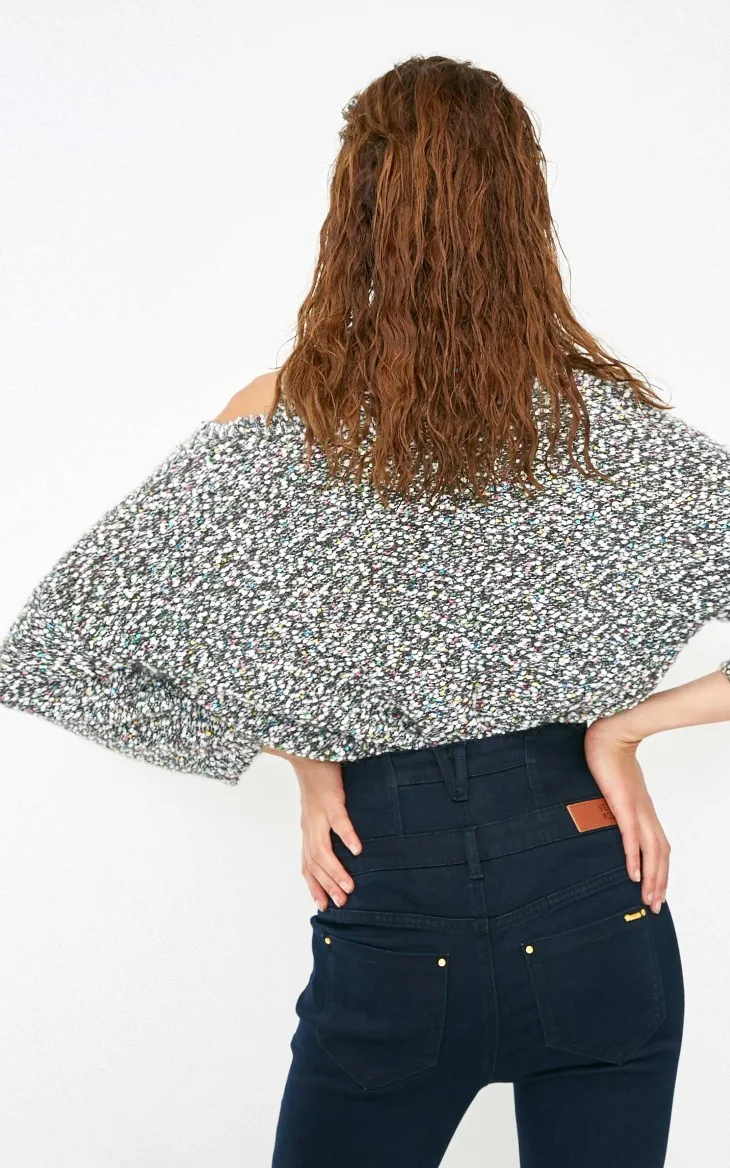 Vero Moda женские блестки с открытыми плечами 3/4 рукавами трикотажные вечерние свитера | 318424515