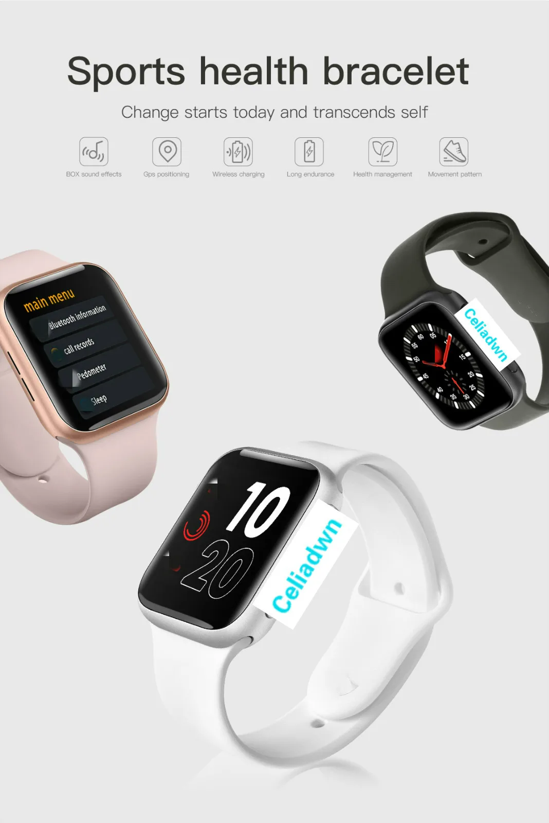 Gps Смарт Браслет для проверки сердечного ритма 11 Bluetooth беспроводной зарядки сердечный ритм SmartWatch 1:1 44 мм серии 5 для iPhone Android vs IWO 8 9 10