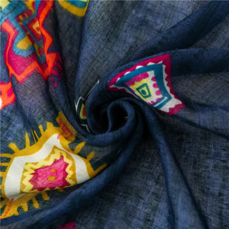 Marte& Joven очаровательный этнический стиль темно-синий шарф с кисточками пашмины удобная летняя Защита от солнца на пляже женские весенние шарфы