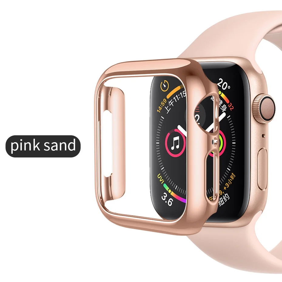 rose gold HOCO для Apple Watch Case Series 4 ПК Бампер Slim Fit Чехол для IWatch 5 Цветное покрытие Тонкий протектор Пластиковая рамка 40 мм 44 мм - Цвет: rose gold