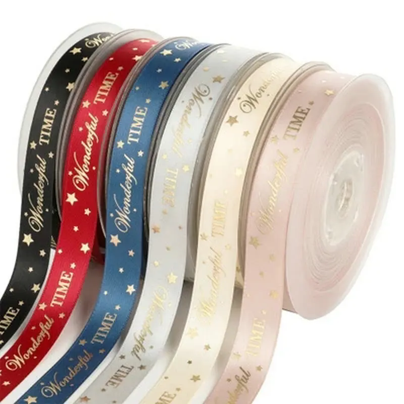 5 Meters Satin 15MM Alphabet Star Pattern Printing Ribbon DIY Handmade Birthday Gift Packaging Decoration Wrapping Craft | Дом и сад