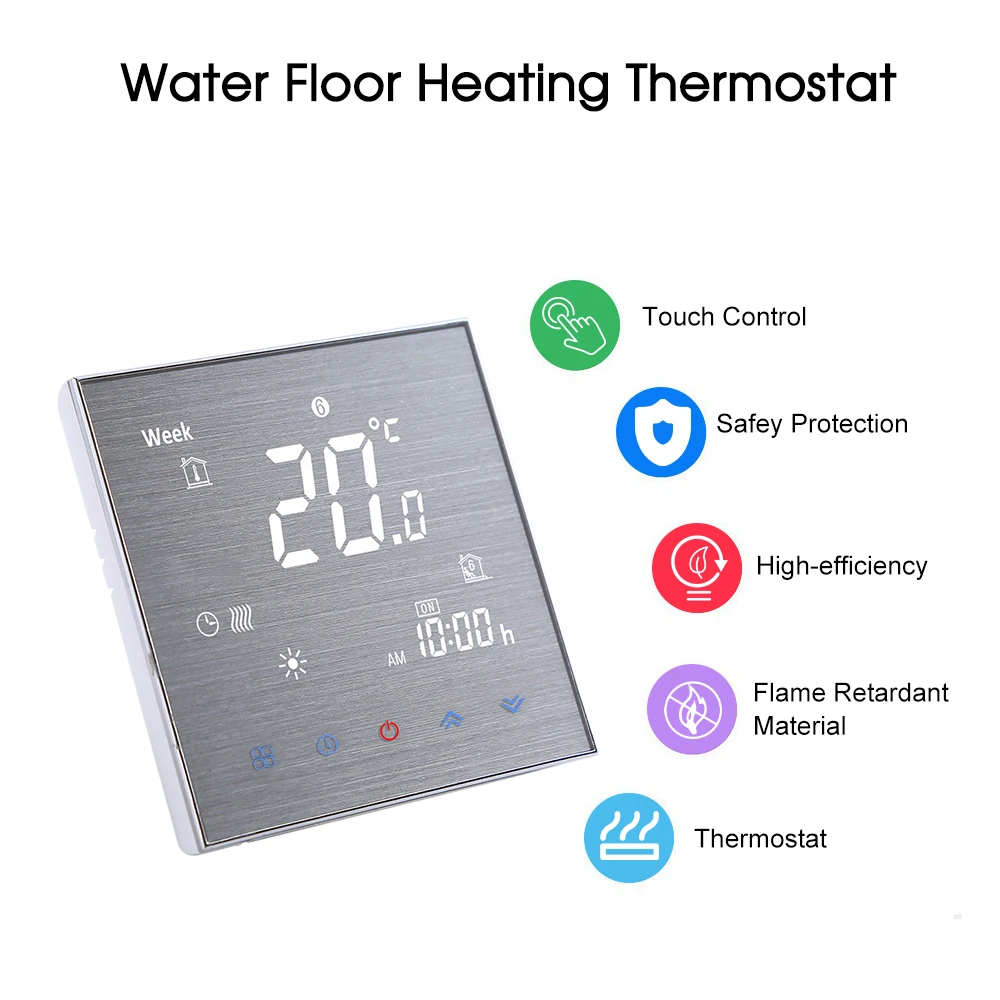 WiFi Smart Touch термостат контроль температуры Лер для воды/электрический подогрев пола воды/газовый котел ЖК-дисплей Голосовое управление