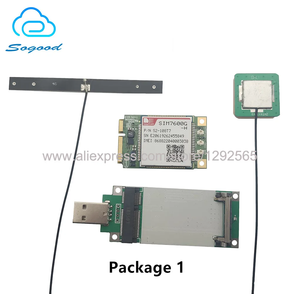 

SIMCOM New&Original SIM7600G-H Mini Pcie Global multi-band Cat4 Module with adapter card+4G PCB antenna+GPS antenna+glue