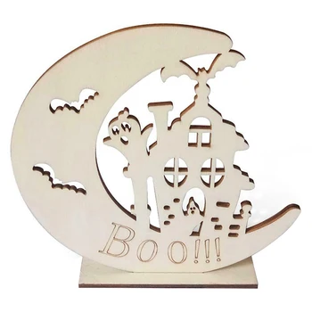 

Newest Halloween Pumpkin Tombstone Wooden LED Candle Light Ornament DIY Home Decor