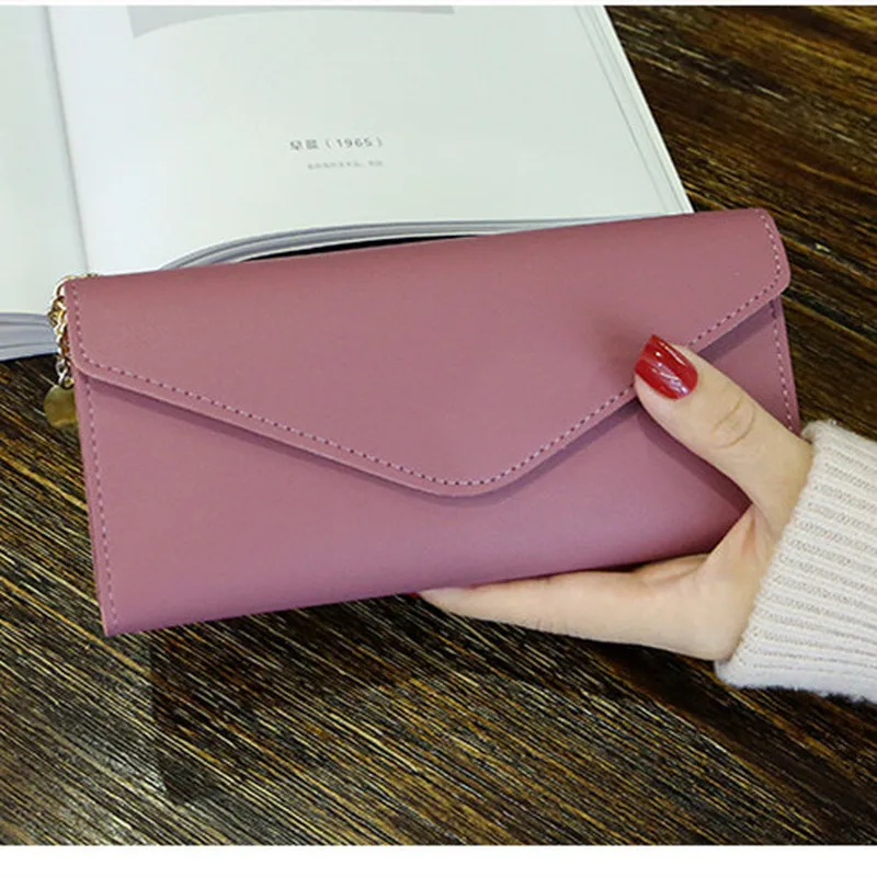 Borla largo carteras monedero de mujer de moda de la moneda monedero tarjeta titular cartera mujer de alta calidad bolso de mano tipo monedero de cuero de la PU