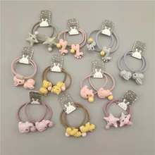 Корейские эластичные резинки для волос в виде животных для маленьких девочек, со звездой, Кроликом, слоном, конским хвостом, резинка для волос