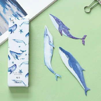 

30 pcs/pack Cute Whale Fish Paper Bookmark Kwaki Stationery Bookmarks Book Holder Message Card School Supplies Papelaria