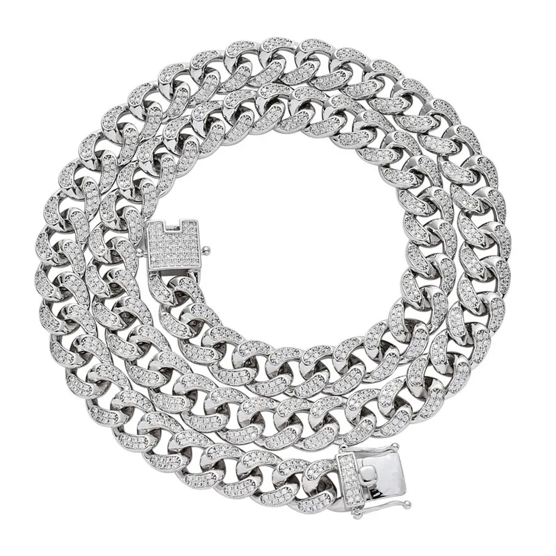 Bling Iced Out кубинская цепочка 18-2" 12 мм AAA кубический цирконий ожерелье для мужчин Мода хип-хоп ювелирные изделия подарки