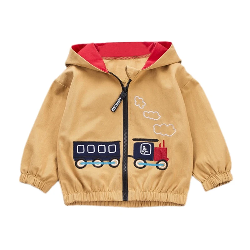 

New Autumn Baby Boy Outerwear Cartoon Print Casual Hoodie Zipper Sweatshirt Kids Coat Outfits Tops