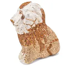 Модные 3D Лев коричневого цвета с украшением в виде кристаллов Свадебная вечеринка Сумки Для женщин сумки на ремешке Сумка-тоут Сумка-клатч вечерняя сумочка; BS010 с серебряной цепочкой