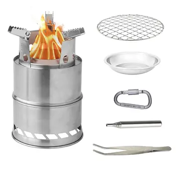 

Folding wood gasifier Stainless Steel Solidified Alcohol Stove Backpacking Survival Firewood Burning Cooking System