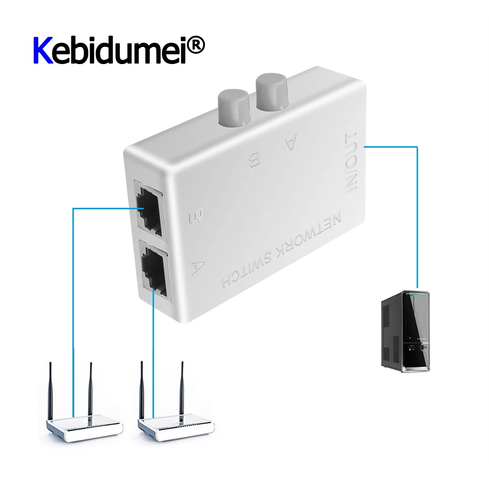 Порт able Mini 2 Port RJ45 RJ 45 сетевой коммутатор Ethernet бокс переключатель двойной
