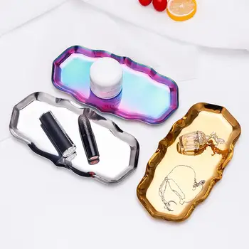 

Stainless Steel Jewelry Tray Jewelry Display Tray Wavy Edge Cake Dessert Plate Jewelry Storage Tray Desktop Jewelry Organizer