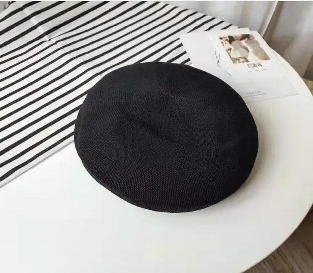 Female Summer Black Net Red Octagonal Cap Beret Women's Spring Japanese-style Thin British-Style Retro Cool - Цвет: 1