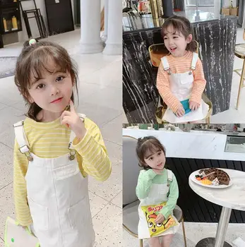 

2020 New Wholesale Girls 2 Pcs Set Striped T-Shirt+Dress Spring Girls Suits 2-7T PY381