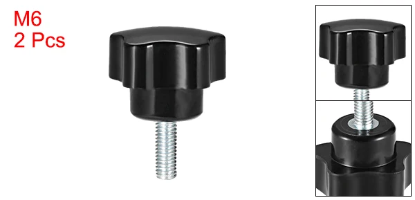 M6 x 20mm Uxcell 2 предмета звезда ручки M6/M8/M10/M12 15/20/25/30/35/40/50/60/70 мм с наружной резьбой Сталь цинка серьги-гвоздики черный PP - Цвет: M6 x 20mm