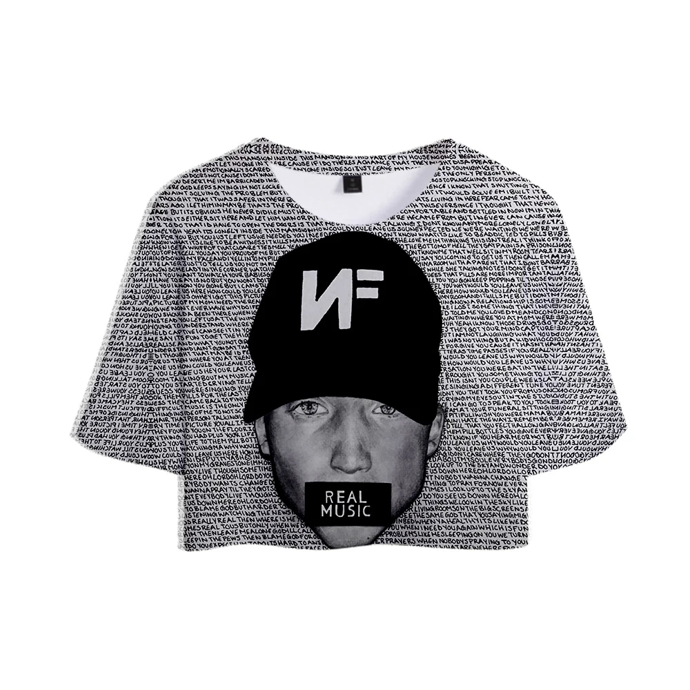 

Rapper Nathan John Feuerstein Hip Hop 3D Tee Shirts The Search NF Crop Tops Women Short Sleeve Cropped Tshirt Harajuku 3D Shirts