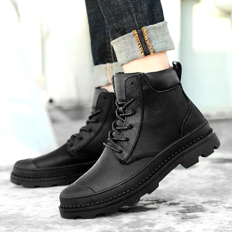 

New Style Autumn & Winter Martin Boots Full-grain Leather Hight-top MEN'S SHOES Outdoor Boots Fashion Handsome Tide Ride-MEN'S S